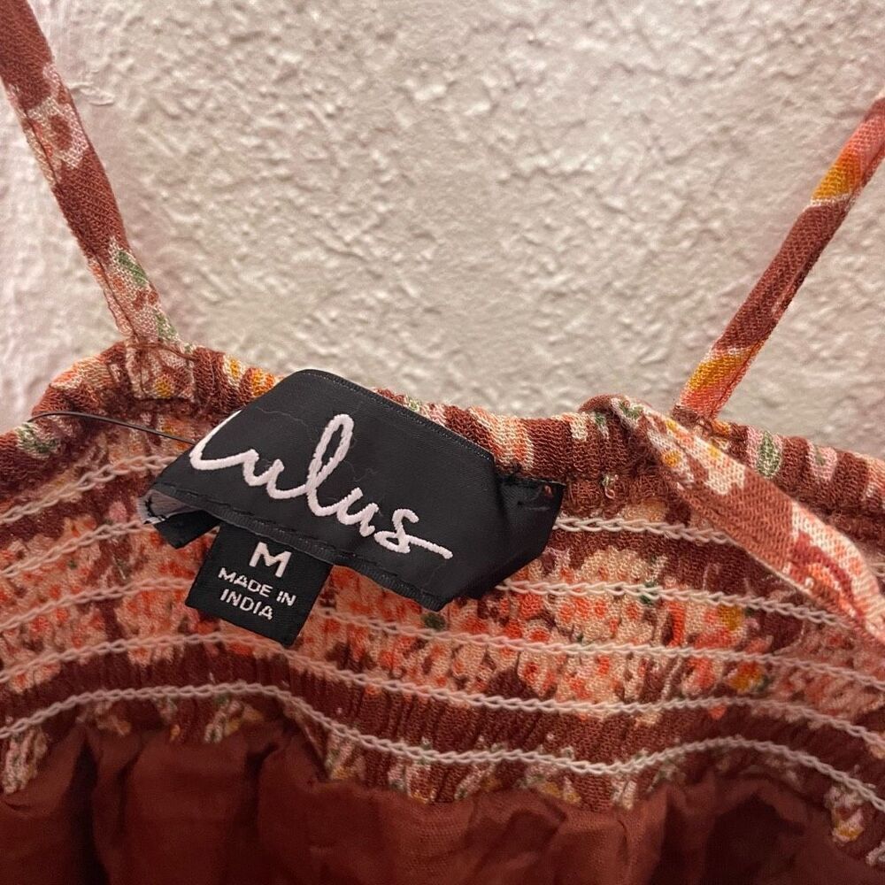 NWT Lulu’s Field Day Rust Orange Floral Maxi Dress - Picture 6 of 8